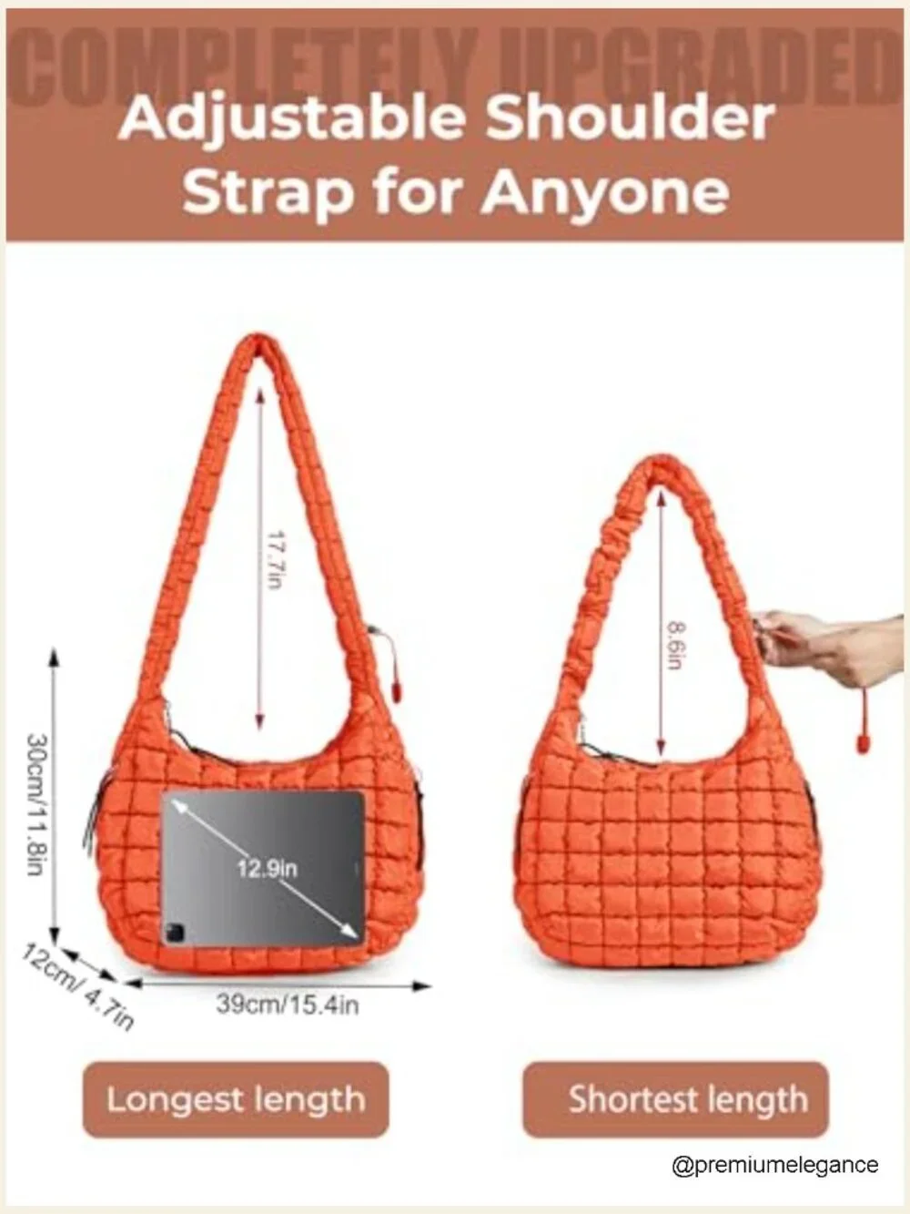 Large Nylon Puffer Quilted Tote Hobo Bag Crossbody Shoulder Puffy Purse